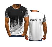 WIOSEN Magliette estive da uomo per OPel Stampato sfumato Manica corta Abbigliamento da lavoro unisex T-shirt leggere ad asciugatura rapida Adolescenti Top moda personalizzati,White-XL