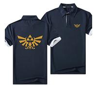 WIOSEN Manica corta da uomo ad asciugatura rapida per Zelda Legend Game Polo stampata Attività all'aperto Golf Escursionismo Top Poliestere T-shirt comode con bottone,Blue-Adult XL
