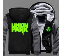 WIOSEN Mens Casual Felpe con cappuccio Linkin Park Print Fleece Zip Giacche Top Inverno caldo spessa hooed pullover Felpe Cappotti per uomo Youth Cardigan Felpa con cappuccio,C-Aldult S