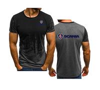 WIOSEN T-shirt da uomo Estate manica corta per SCANIA T-shirt stampate Girocollo Traspirante Abbigliamento da lavoro confortevole Adolescenti Sport Mezze maniche Moda Top, Grey-2XL