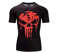 WIOSEN Teen Cool Compression T Shirts Uomo girocollo manica corta 3D Digital Printing Punisher Casual Tops Tees Wicking Breathable Fitness Running Undershirt,D-Teen M