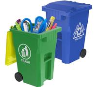 Wiosi Mini portapenne, portapenne, contenitore per rifiuti e lattina di piccole dimensioni per contenere matite, organizer da scrivania, verde e blu, confezione da 2