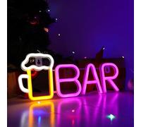 WIOSOUL Luce al neon per birra, luci da bar, luce Sign 2 ganci per decorazione da parete, targa luce al neon, funzionamento USB/batteria, lampada da parete a LED per bar, festival, matrimonio,