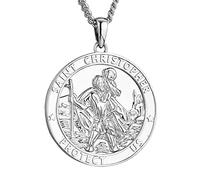 WIOY Collana con medaglietta di San Cristoforo, in argento Sterling 925, con ciondolo di San Cristoforo, per uomo e donna, Argento sterling