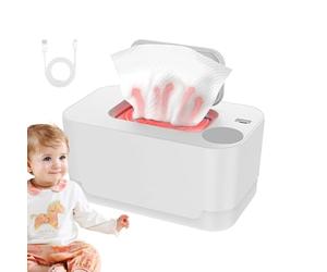 Wipe Warmer - Red White, Home Use Wet Wipes Dispenser | Portable Space Saving Diaper Heater Holder Case, Living Room Nursery Bathroom Countertop Organizer