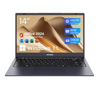 WIPEMIK Computer portatile 2025, 8 GB di RAM, SSD da 128 GB, laptop con processore Quad-Core N5095, laptop con display HD da 14 pollici, supporto WiFi 5, Bluetooth 5.0, USB 3.0, webcam, Office Pro