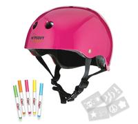 Wipeout Dry Erase Casco da Bici per Ragazzi, cancellabile e riscrivibile, Rosa Neon, età: da 5 Anni in su