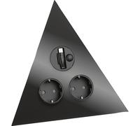 WIPO Ciabatta Power Triangolo 2 Schuko + cavo USB caricatore nero