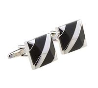 WIPPWER Business Cufflinks Men's Mosaic French Cufflinks Square Agate Pure Natural Deep Sea Shell Cuffs for Business Wedding Gift(Silver)