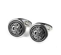 WIPPWER Cufflinks for Men Men Cufflinks Retro Pattern for Shirt French Cuff Links Business Wedding Party(C)