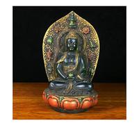 WIPPWER Decorazione Zen ornamento casa con vetro Sakyamuni seduto su Buddha per adorare la vecchia statua di Buddha decorazione Buddah