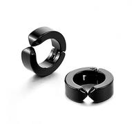 WIPPWER Fashion Jewelry Non-Piercing Earring Clip On Ear Stud Cuff Earrings Men Black High-end Earrings(Black)
