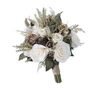 WIPPWER Mani della Sposa Tenendo il Bouquet di Fiori di Seta Ornamento Spiaggia Chiesa Matrimoni Cena Festa Cerimonie Decorazione
