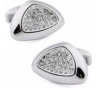 WIPPWER Mens Cufflinks Elegant Style Cuff Cufflinks Pretail Triangle Crystal Cufflinks 25 * 17mm for Men Wedding Accessories Cufflinks Shirt Cuff Links Designer Clothing Accessories(White)