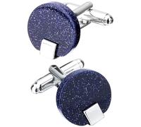 WIPPWER Mens Cufflinks Elegant Style Cuff Men's Shirt Cuffs Button Cuffs Button Round Blue Star Stone Cufflink Gift Men's Jewelry Clothing Accessories