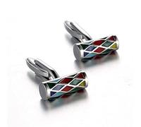 WIPPWER Men's French Shirt Business Style Prismatic Colorful Painted Cufflinks Antioxidant and Durable