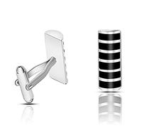 WIPPWER New Men's Business Shirt Black and White Pattern Cufflinks, Party, Gift Friends High-end Cufflinks Accessories(Black)
