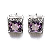 WIPPWER Purple Zircon Cufflinks Brand Crystal Groom Wedding Cuff Links for Mens with Individual