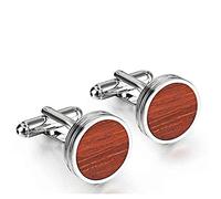 WIPPWER Wooden Cufflinks for Mens Fine Gift Cuff Buttons Round Wood Cuff Links Individual