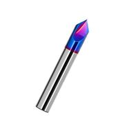 WIQOLESVL Fresa a 90 Gradi in carburo HRC65 con scanalatura a V, Fresa for fresatura in Metallo con Rivestimento Blu Nano a 2-3 scanalature for Intaglio e smussatura, sbavatura(D3X50LX90R 3Flute)