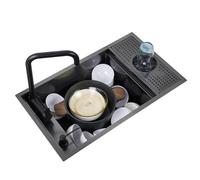 WIQUYBML Lavello a sifone con Coperchio, Rubinetto Pieghevole, caffetteria, Bar Commerciale, Cucina, Balcone Nascosto, Lavatrice per Tazze, salvaspazio (70 * 40 22 cm)