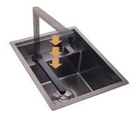 WIQUYBML Lavello a Vasca Singola per Piccoli Appartamenti, salvaspazio, a Scomparsa, Ideale per Bar, Studio, con sifone, Facile da Pulire (Colore: Acciaio Nero, Dimensioni: 30 * 45 22 cm)