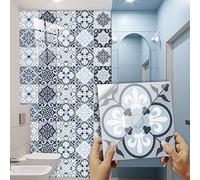 WIQUYBML Piastrelle adesive Mandala Azzurro Cielo in PVC, autoadesive, Resistenti al Calore, Adatte per pareti, Pavimenti, Cucina e Bagno, 15x15 cm/10 Pezzi