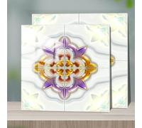 WIQUYBML Piastrelle adesive per pareti 15 x CM Viola Oro Fiore Autoadesive per Cucina, Decalcomanie Impermeabili per pareti del Bagno, Rimovibili Casa Inquilini