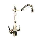 WIQUYBML Rubinetto da Cucina in Ottone Anticato, Filtro Dorato, Miscelatore per lavello con Acqua Fredda, Resistente, Montaggio sul Ponte, dal Design Elegante (Lucido A)