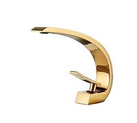 WIQUYBML Rubinetto per lavabo da Bagno Dorato, Miscelatore Multiuso in Rame, Miscelatore per Acqua Calda e Fredda, Elegante lavabo da appoggio per Un Arredamento Moderno della casa