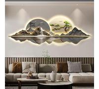WIQUYBML Scultura da Parete 3D con Luce LED - Decorazione Orientale Moderna, Design Tradizionale in Pino - Opera d'Arte da Appendere alla Parete per la Decorazione della casa, 150x50 cm