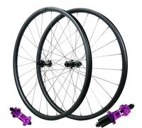 WIQUYBML Set di Ruote per Bici in Fibra di Carbonio 700C, Altezza Cerchio 23 mm, Cuscinetti Anteriori 2 e Posteriori 4, Freno a Disco Mid Lock per Bici da Fuoristrada, Pneumatici 23C-50C