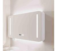 WIQUYBML Specchio da Bagno Armadietti per medicinali per Bagno Armadietto portaoggetti sopra Il WC, Mobiletto Rustico con mensola a Muro a Specchio e Ante a Specchio (Bianco, 80x13x70 cm)