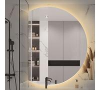 WIQUYBML Specchio da Bagno retroilluminato a LED, Design Artistico a semicerchio Intelligente da Parete, Specchio per Il Trucco con luminosità Regolabile per Un riflesso Perfetto