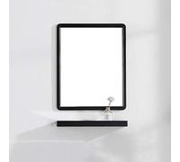 WIQUYBML Specchio da Parete Rettangolare Nero con mensola - Cornice in Ferro autoadesiva per Bagno e Camera da Letto, Elegante Elemento d'arredo per corridoio ed estetica Domestica