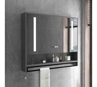 WIQUYBML Specchio per armadietto Porta medicinali in Stile Rustico con Contenitore - Mobiletto Grigio da 70 cm per Bagno e Soggiorno, Soluzione Elegante e Funzionale per l'arredamento della casa