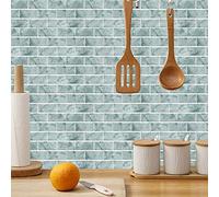 WIQUYBML Splendide Piastrelle autoadesive per Cucina, Effetto Marmo Grigio-Verde, Ideali per la Decorazione del Bagno, in PVC Impermeabile e antiolio, perfette per Pavimenti e Rivestimenti.