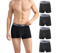 wirarpa Boxer da Uomo in Modale Elasticizzato Traspiranti Intimo Mutande Uomo, 4 Paia Nera S