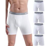 wirarpa Boxer Uomo Cotone Elasticizzato Mutande Uomo Intimo Maschile con Vola Aperta Pacco da 4 Bianco Taglia XL