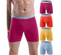 wirarpa Boxer Uomo Cotone Elasticizzato Mutande Uomo Intimo Maschile con Vola Aperta Pacco da 4 Multicolore Dimensione M