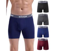 wirarpa Boxer Uomo Cotone Elasticizzato Mutande Uomo Intimo Maschile con Vola Aperta Pacco da 4 Multicolore Taglia S