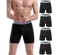wirarpa Boxer Uomo Cotone Elasticizzato Mutande Uomo Intimo Maschile con Vola Aperta Pacco da 4 Nero Dimensione S
