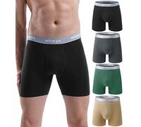 wirarpa Boxer Uomo Cotone Lunghi Elasticizzato Mutande Uomo Intimo Maschile con Vola Aperta Pacco da 4 Multicolore Taglia XXL