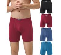wirarpa Confezione da 4 Boxer da Uomo in Micromodal Lunghi Elasticizzato Mutande Uomo Intimo Maschile con Mosca Aperta Multicolore Taglia S