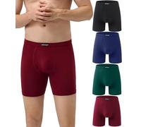 wirarpa Confezione da 4 Boxer da Uomo in Micromodal Lunghi Elasticizzato Mutande Uomo Intimo Maschile con Mosca Aperta Multicolore Taglia S