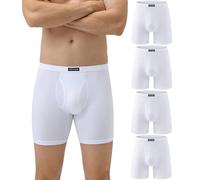 wirarpa Confezione da 4 Boxer da Uomo in Micromodal Lunghi Elasticizzato Mutande Uomo Intimo Maschile con Mosca Aperta Bianco Taglia S