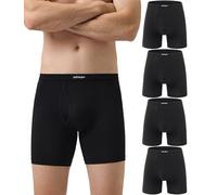 wirarpa Confezione da 4 Boxer da Uomo in Micromodal Lunghi Elasticizzato Mutande Uomo Intimo Maschile con Mosca Aperta Nero Taglia XL