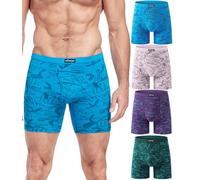 wirarpa Confezione da 4 Boxer da Uomo in Micromodal Lunghi Elasticizzato Mutande Uomo Intimo Maschile con Mosca Aperta Multicolore Taglia XL