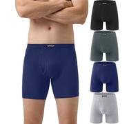 wirarpa Confezione da 4 Boxer da Uomo in Micromodal Lunghi Elasticizzato Mutande Uomo Intimo Maschile con Mosca Aperta Multicolore Taglia XL