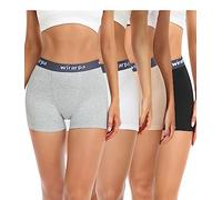 wirarpa Culotte Donna Cotone Mutande Boxer Pantaloncini Sottogonna Anti-sfregamento Short 3'' Inseam Pacco da 4 Nero Grigio Beige Bianco Taglia L